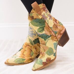 Floral Embroidered Ankle Boots